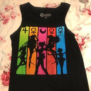 Hot Topic Sailor Moon Anime Rainbow Black Tank Top
